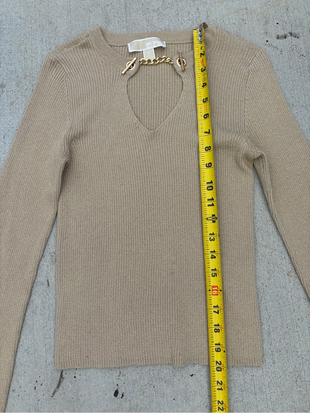 Y2K Style Michael Kors Metallic Gold Knit Long Sleeve Small - Picture 4 of 7